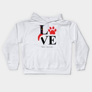 Love text with paw print and colorful light bulb.merry christmas Kids Hoodie